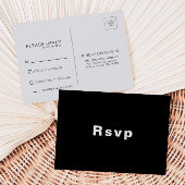Minimalistische formelle Schwarze Hochzeit Rsvp Postkarte