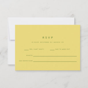 Minimalistische formelle Zitronengelb- und Grün-Ho RSVP Karte
