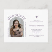 Minimalistische Foto-Abschlussfeier einladen Postkarte (Vorderseite)
