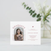 Minimalistische Foto-Abschlussfeier einladen Postkarte (Stehend Vorderseite)