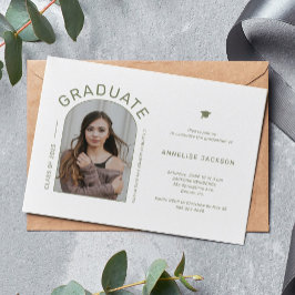 Minimalistische Foto-Abschlussfeier einladen Postkarte