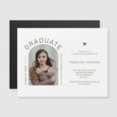 Minimalistische Foto-Abschlussfeier Magneteinladung (Vorne/Hinten)