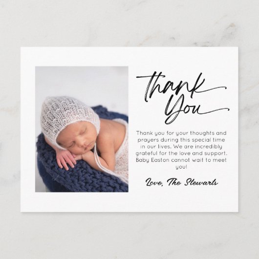 Minimalistische Foto Baby Birth Announccard Ankündigungspostkarte (Rückseite)