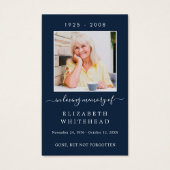 Minimalistische Foto Beerdigung Gebet Navy Card (Vorderseite)