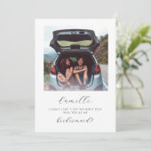 Minimalistische Foto Bridesmaid-Vorschlagskarte Einladung (Stehend Vorderseite)