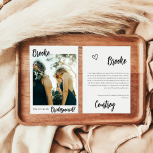 Minimalistische Foto Bridesmaid-Vorschlagskarte Einladung