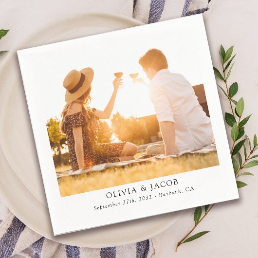 Minimalistische Foto Collage Wedding Serviette