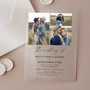Minimalistische Foto Elegante Moderne Hochzeit 3 F Acryleinladungen