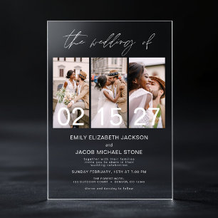 Minimalistische Foto Elegante Moderne Hochzeit 3 F Acryleinladungen