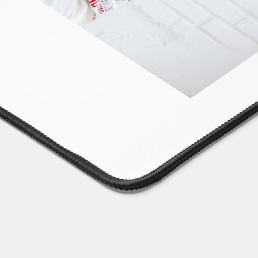 Minimalistische Foto-Familiennamen Weiß Schreibtischunterlage (Ecke)