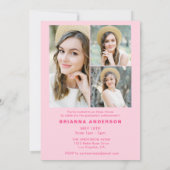 Minimalistische Foto-Graduierungspartei in Hot Pin Einladung (Rückseite)