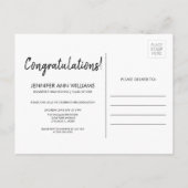 Minimalistische Foto Graduierungspartei Postkarte (Rückseite)