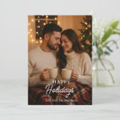 Minimalistische Foto Happy Holidays Urlaubskarte Einladung (Stehend Vorderseite)