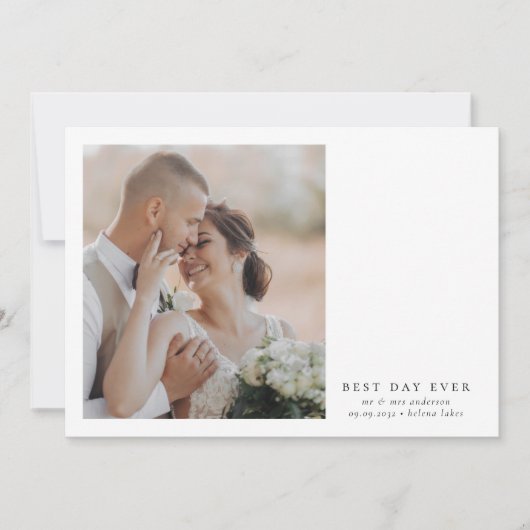 Minimalistische Foto-Hochzeit Dankeskarte (Vorderseite)