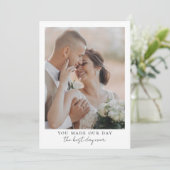 Minimalistische Foto-Hochzeit Dankeskarte (Stehend Vorderseite)