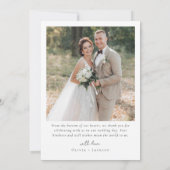 Minimalistische Foto-Hochzeit Dankeskarte (Rückseite)