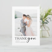 Minimalistische Foto-Hochzeit Dankeskarte (Stehend Vorderseite)