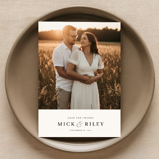 Minimalistische Foto-Hochzeit Dankeskarte