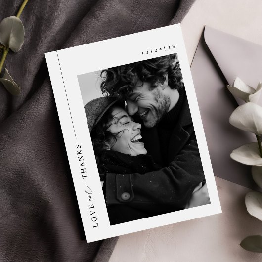 Minimalistische Foto-Hochzeit Dankeskarte
