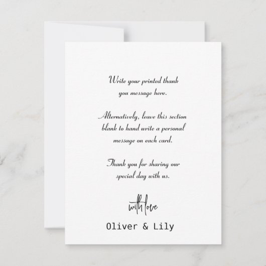 Minimalistische Foto-Hochzeit Dankeskarte (Rückseite)