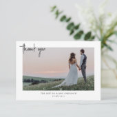 Minimalistische Foto-Hochzeit Dankeskarte (Stehend Vorderseite)