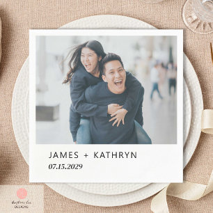 Minimalistische Foto-Hochzeit elegant modern Serviette