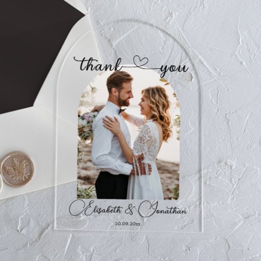 Minimalistische Foto-Hochzeit mit einfachem Skript Acryleinladungen