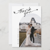 Minimalistische Foto-Hochzeit mit elegantem Script Dankeskarte (Vorderseite)