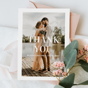 Minimalistische Foto-Hochzeit   Saubere einfache T Dankeskarte
