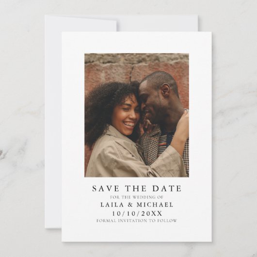 Minimalistische Foto-Hochzeit Save The Date (Vorderseite)