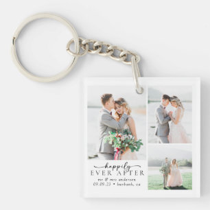 Minimalistische Foto-Kalligrafie-Hochzeit Schlüsselanhänger