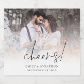 Minimalistische Foto Overlay-Cheers Hochzeit Bierflaschenetikett (Einzelnes Label)