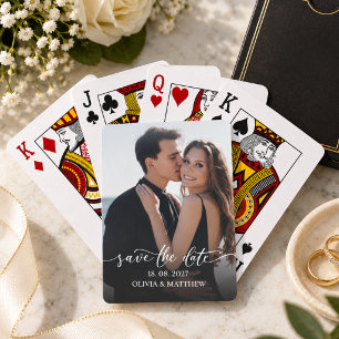 Minimalistische Foto-Overlay Save-the-Date-Hochzei Spielkarten