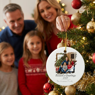 Minimalistische Foto-Saison-Grüße personalisieren Keramik Ornament