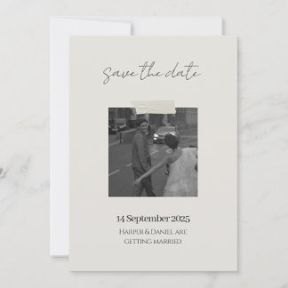 Minimalistische Foto-Save-the-Date-Karte mit Klebe Einladung