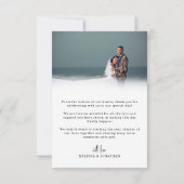 Minimalistische Foto-Script-Hochzeit Dankeskarte (Rückseite)