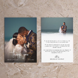 Minimalistische Foto-Script-Hochzeit Dankeskarte