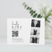 Minimalistische Foto-Streifen-QR-Code-Hochzeit RSVP Karte (Stehend Vorderseite)