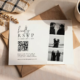 Minimalistische Foto-Streifen-QR-Code-Hochzeit RSVP Karte