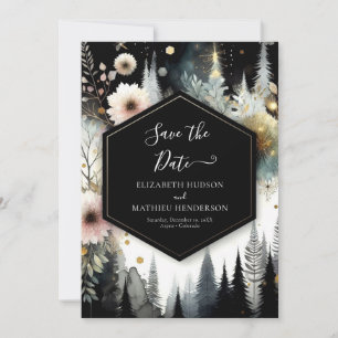 Minimalistische Foto-verzauberte Waldhochzeit Save The Date