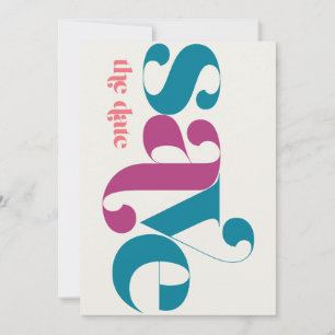 Minimalistische Foto-Vintage-Melon-Teal-Magenta Save The Date