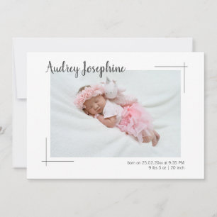 Minimalistische Foto-Zweiseiten-Collage Baby Mädch Ankündigung