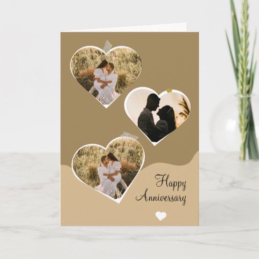 Minimalistische FotoCollage für den braunen Jahres Karte (Vorderseite)