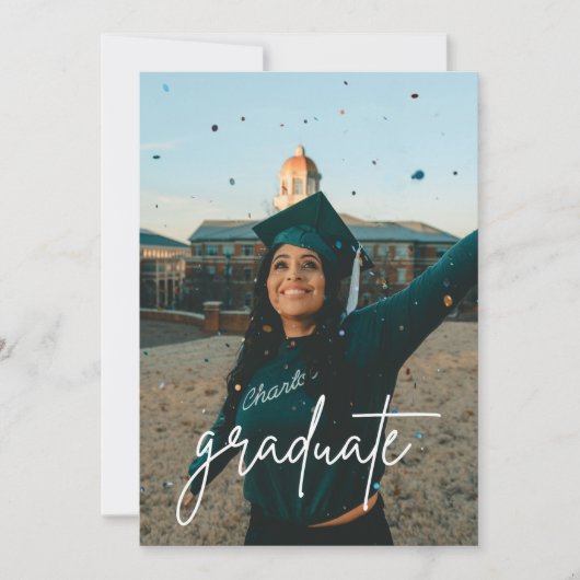 Minimalistische Fotocollage Graduation Party Einladung (Vorderseite)