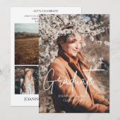 Minimalistische Fotocollage Graduation Party Einladung (Vorne/Hinten)