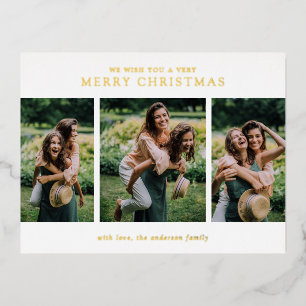 Minimalistische FotoCollage Moderne Weihnachten Folien Feiertagspostkarte