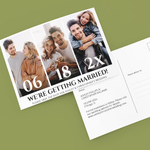 Minimalistische FotoCollage Save the Date Postkart Postkarte