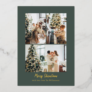 Minimalistische Fotocollage Weihnachts Chic Grün G Folien Feiertagskarte