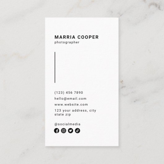 Minimalistische Fotografie Foto Social Media Visitenkarte (Rückseite)