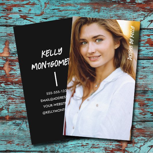 Minimalistische Fotografie Full Foto Simple Black Visitenkarte